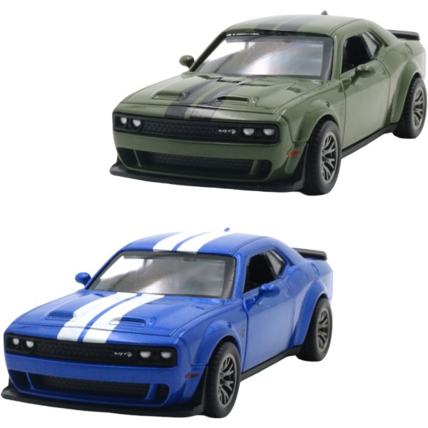 Фото - Колекційний легковий транспорт TechnoDrive DODGE CHALLENGER SRT JAILBREAK 2022 (синій, зелений) в асортименті (250949)